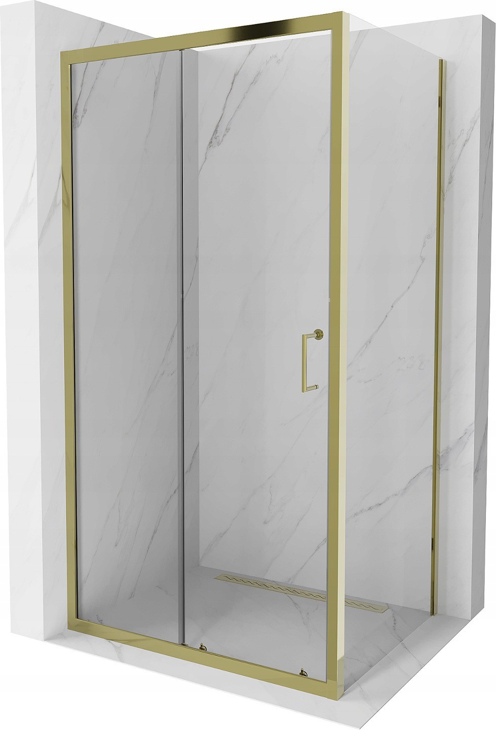 Mexen Apia kabina prysznicowa rozsuwana 90 x 100 cm, transparent, złota - 840-090-100-50-00