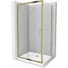 Mexen Apia kabina prysznicowa rozsuwana 120 x 70 cm, transparent, złota + brodzik Flat, biały- 840-120-070-50-00-4010G