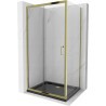 Mexen Apia kabina prysznicowa rozsuwana 110 x 70 cm, transparent, złota + brodzik Flat, czarny - 840-110-070-50-00-4070G