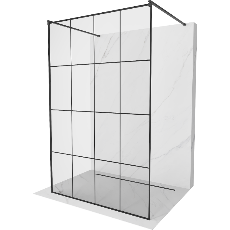 Mexen Kioto ścianka prysznicowa wolnostojąca 130 x 200 cm, czarny wzór 8 mm, czarna - 800-130-002-70-77