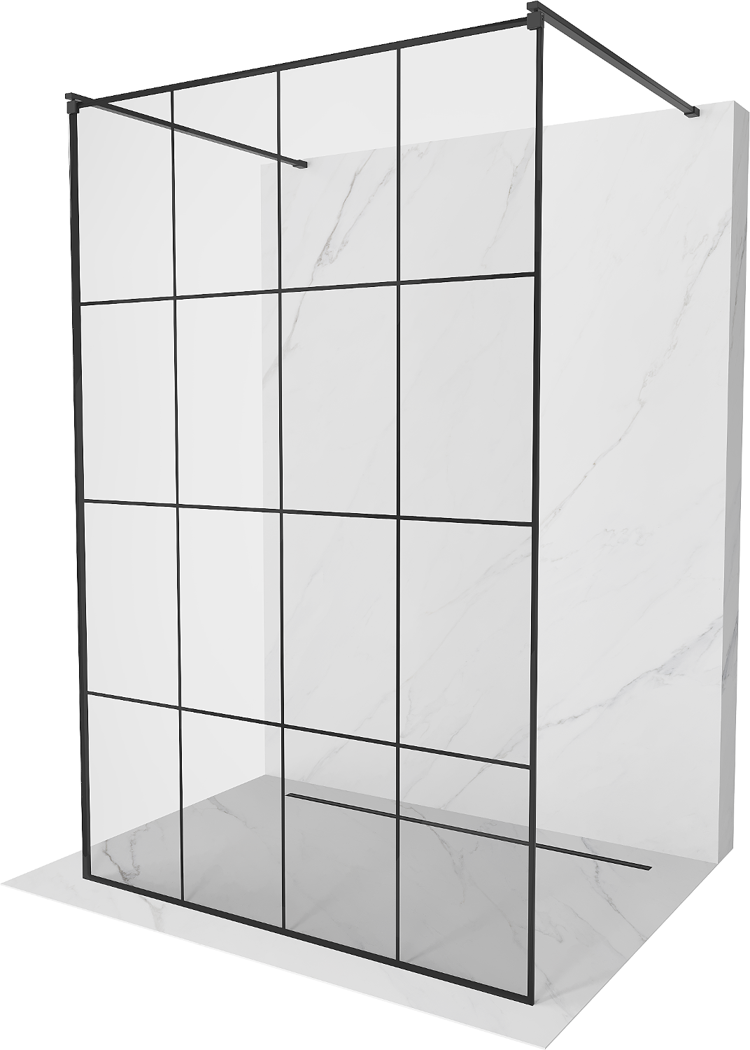 Mexen Kioto ścianka prysznicowa wolnostojąca 140 x 200 cm, czarny wzór 8 mm, czarna - 800-140-002-70-77