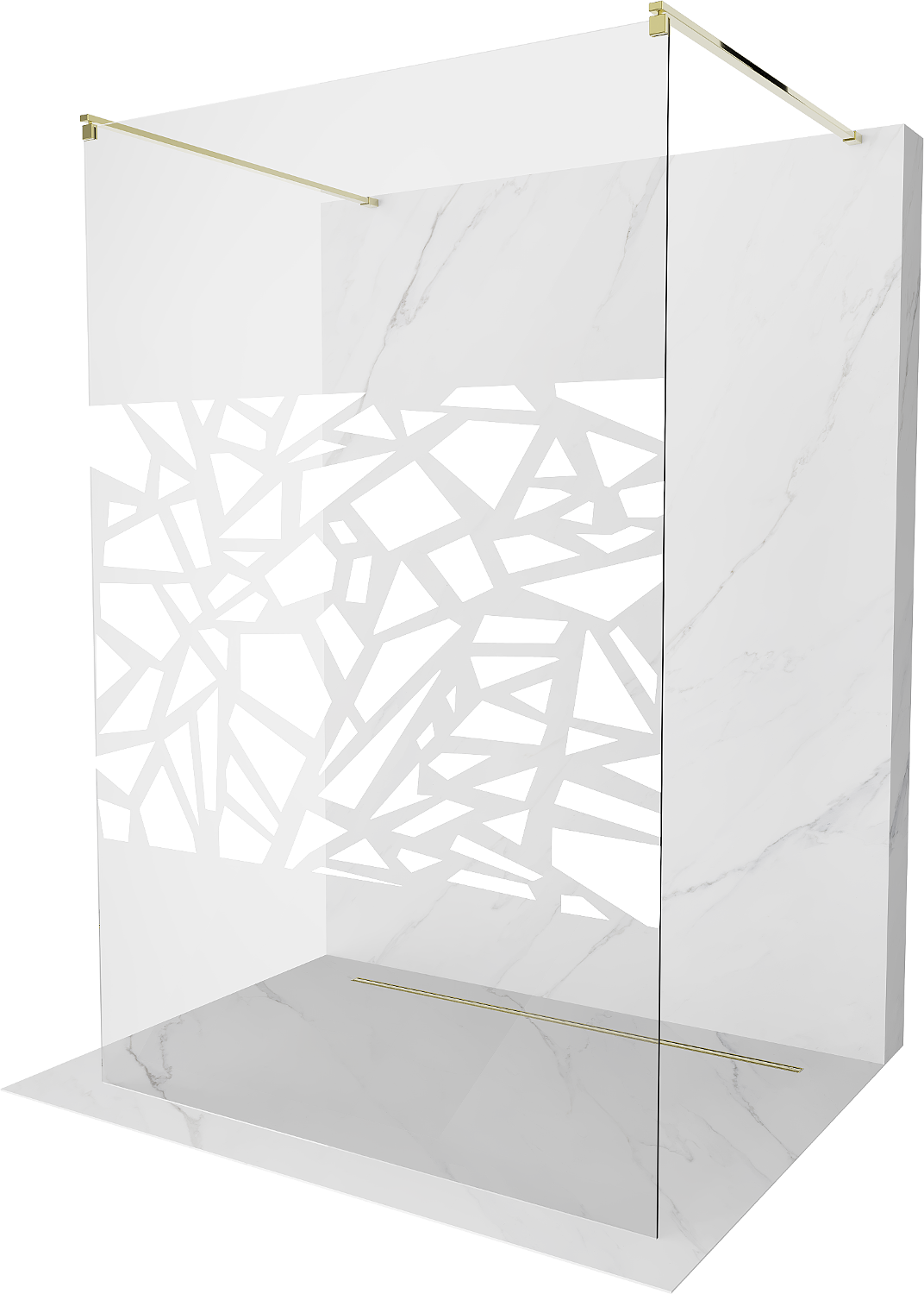 Mexen Kioto ścianka prysznicowa wolnostojąca 120 x 200 cm, biały wzór 8 mm, złota - 800-120-002-50-85