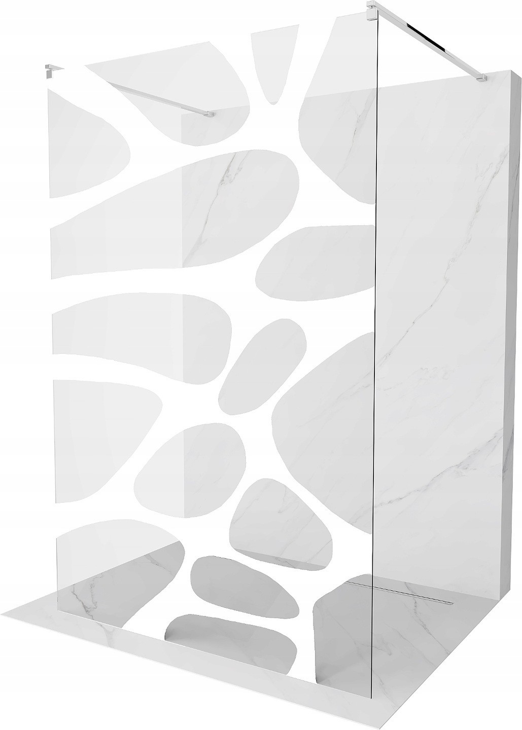 Mexen Kioto ścianka prysznicowa wolnostojąca 140 x 200 cm, biały wzór 8 mm, chrom - 800-140-002-01-97