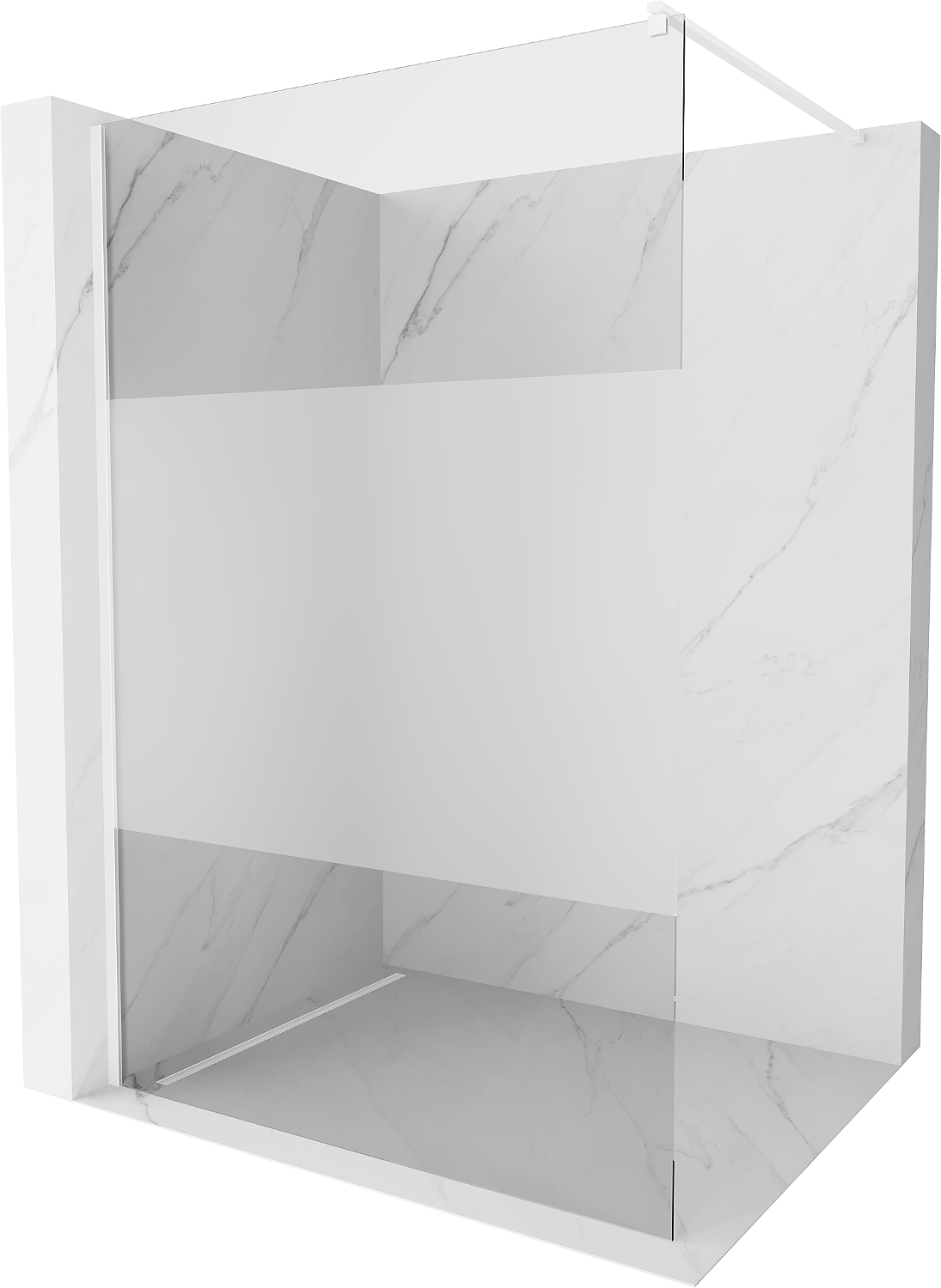 Mexen Kioto ścianka prysznicowa Walk-in 90 x 200 cm, transparent/szron 8 mm, biała - 800-090-101-20-35