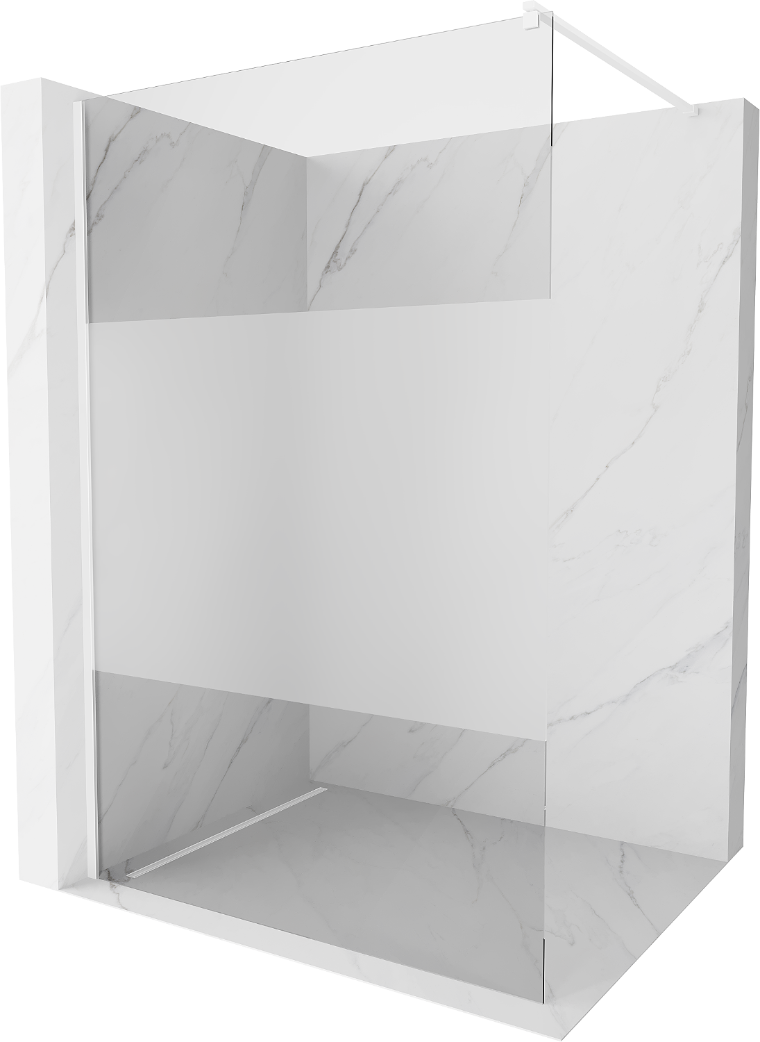 Mexen Kioto ścianka prysznicowa Walk-in 100 x 200 cm, transparent/szron 8 mm, biała - 800-100-101-20-35