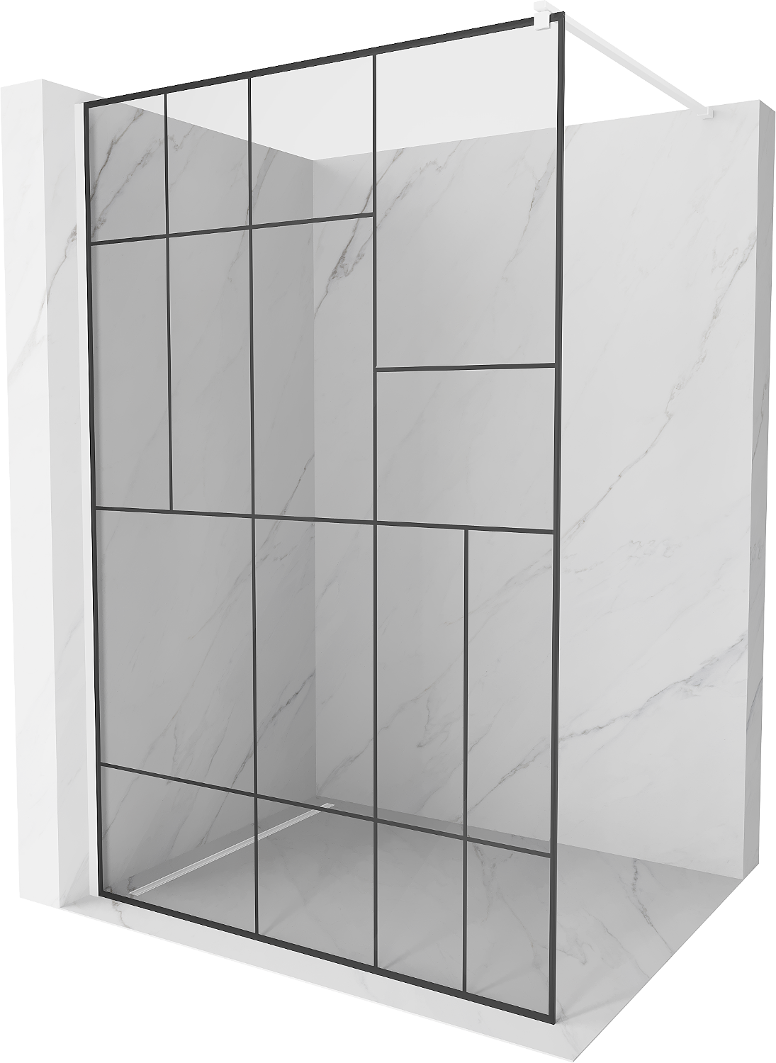 Mexen Kioto ścianka prysznicowa Walk-in 80 x 200 cm, czarny wzór 8 mm, biała - 800-080-101-20-78