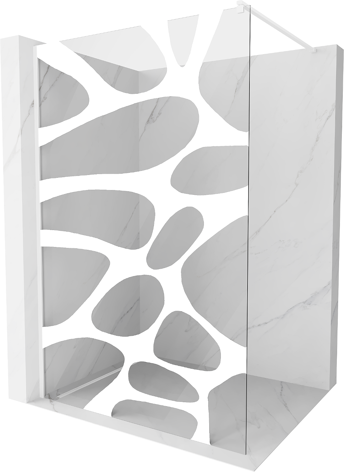 Mexen Kioto ścianka prysznicowa Walk-in 80 x 200 cm, biały wzór 8 mm, biała - 800-080-101-20-97