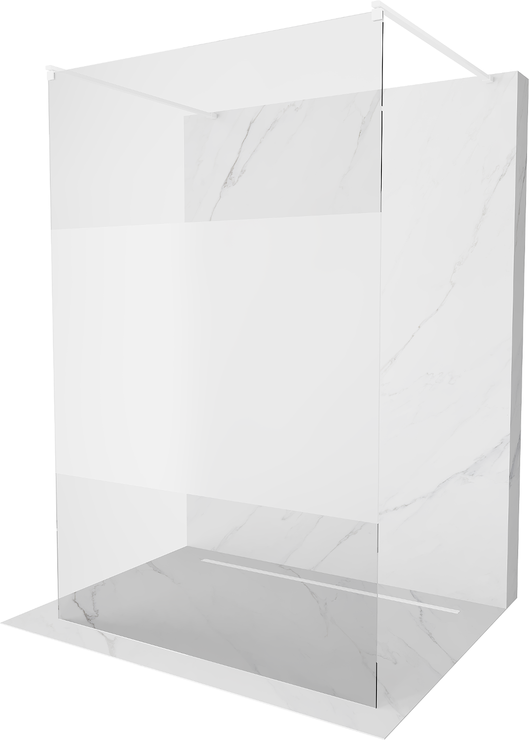 Mexen Kioto ścianka prysznicowa wolnostojąca 110 x 200 cm, transparent/szron 8 mm, biała - 800-110-002-20-35