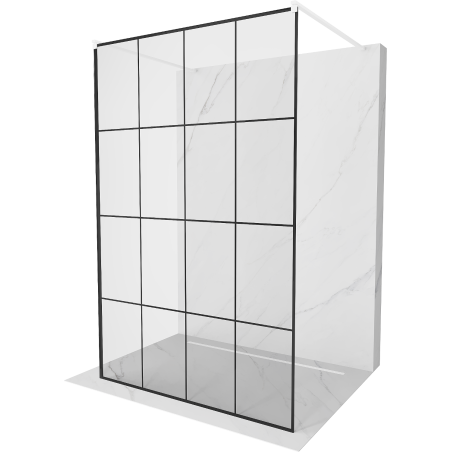 Mexen Kioto ścianka prysznicowa wolnostojąca 140 x 200 cm, czarny wzór 8 mm, biała - 800-140-002-20-77