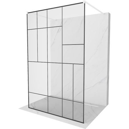 Mexen Kioto ścianka prysznicowa wolnostojąca 100 x 200 cm, czarny wzór 8 mm, biała - 800-100-002-20-78