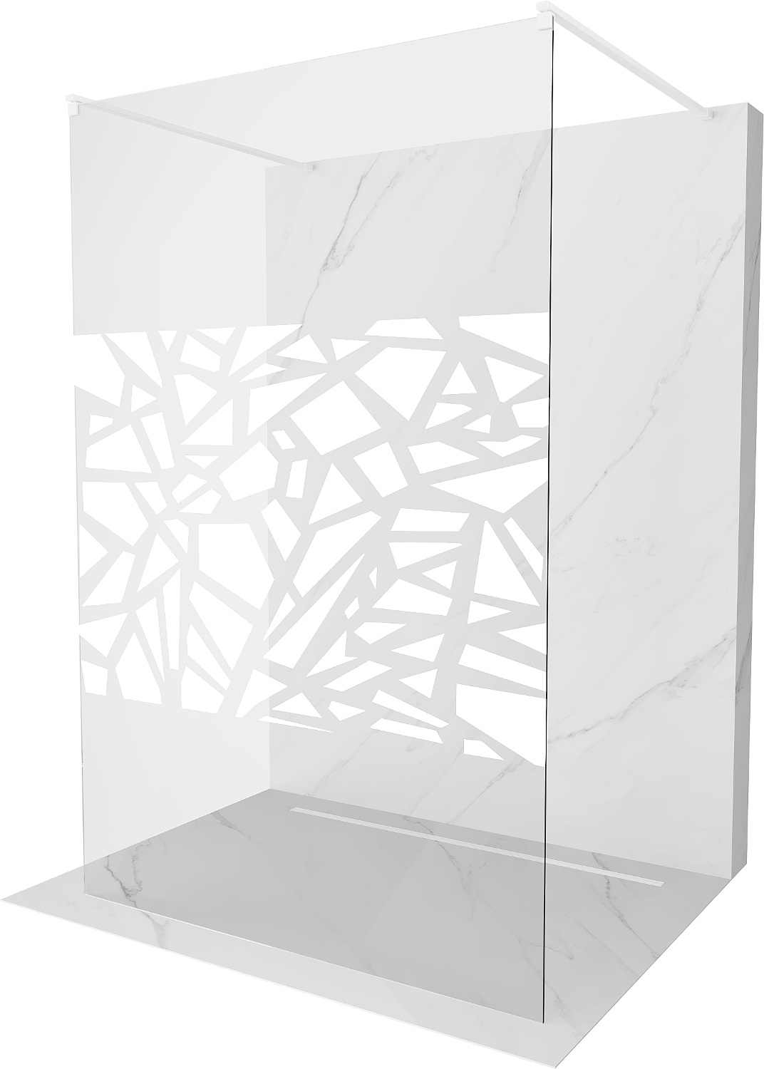 Mexen Kioto ścianka prysznicowa wolnostojąca 130 x 200 cm, biały wzór 8 mm, biała - 800-130-002-20-85