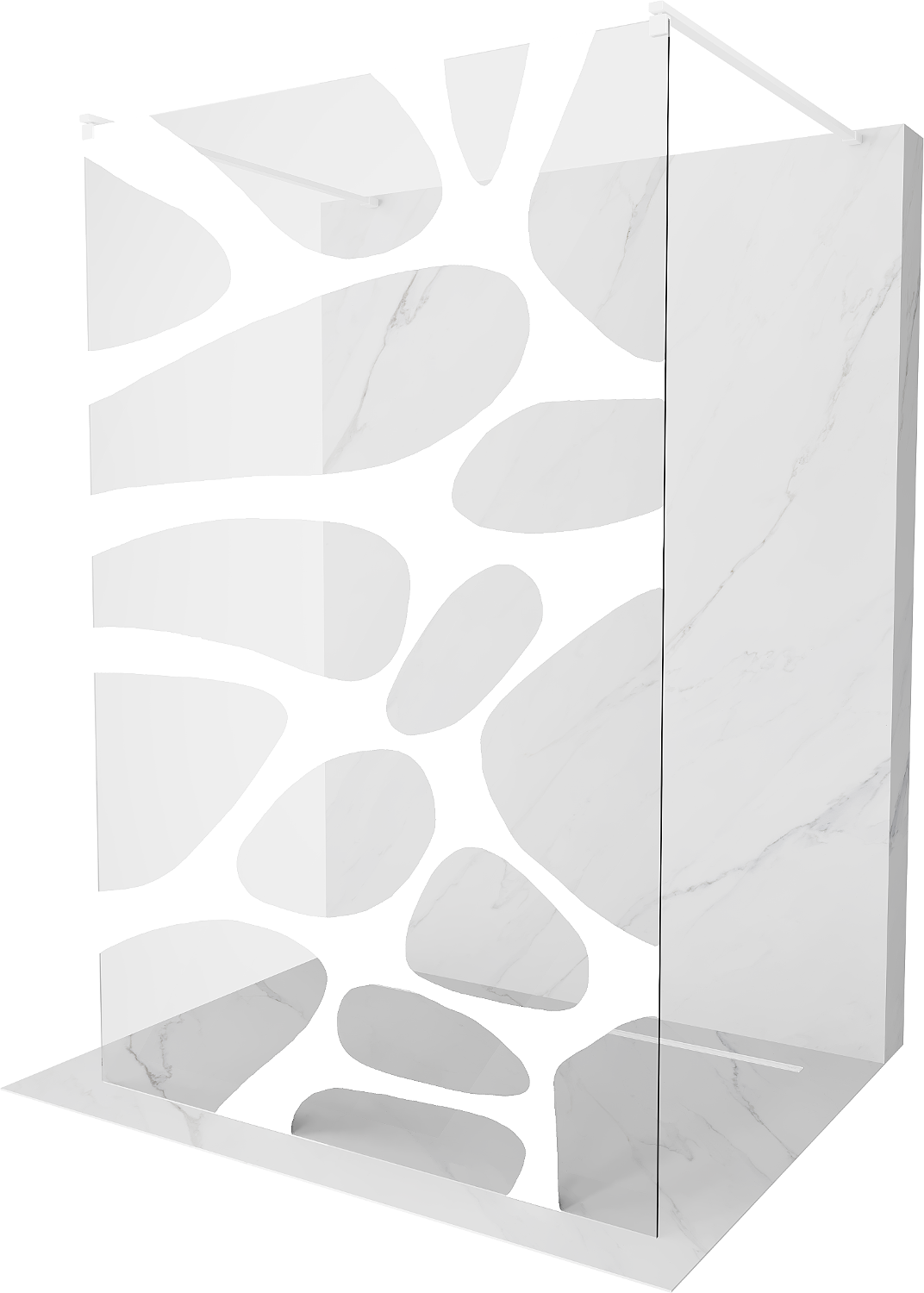 Mexen Kioto ścianka prysznicowa wolnostojąca 100 x 200 cm, biały wzór 8 mm, biała - 800-100-002-20-97