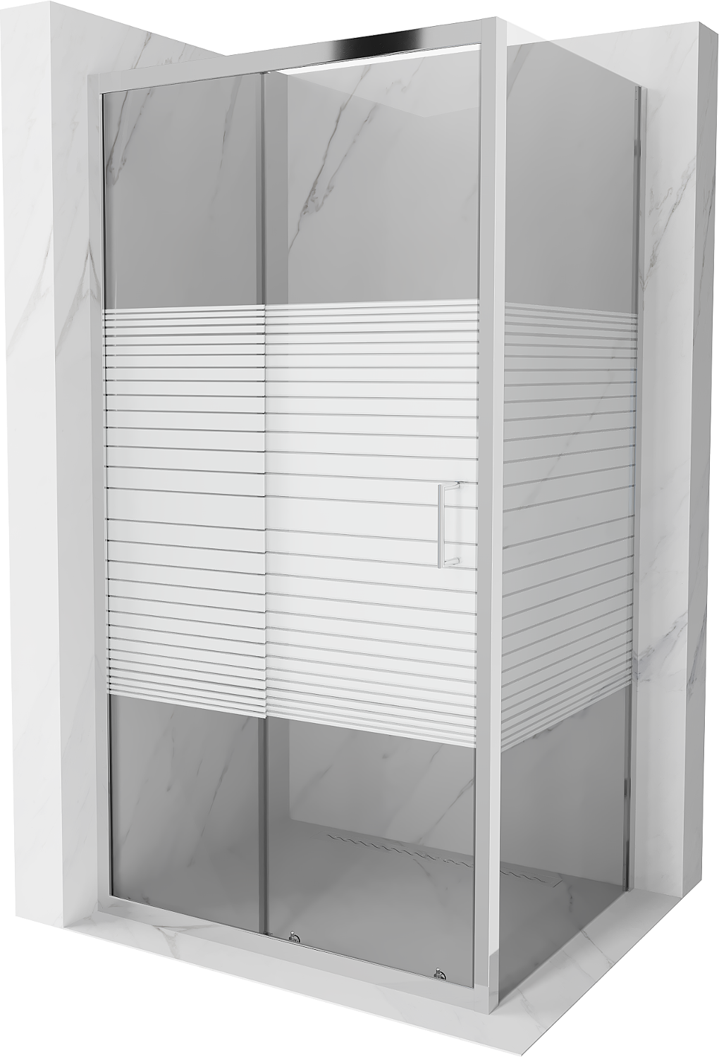 Mexen Apia kabina prysznicowa rozsuwana 95 x 100 cm, pasy, chrom - 840-095-100-01-20
