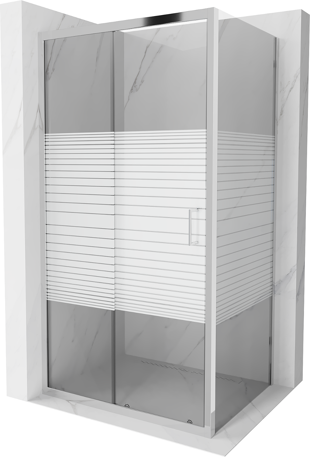 Mexen Apia kabina prysznicowa rozsuwana 105 x 80 cm, pasy, chrom - 840-105-080-01-20