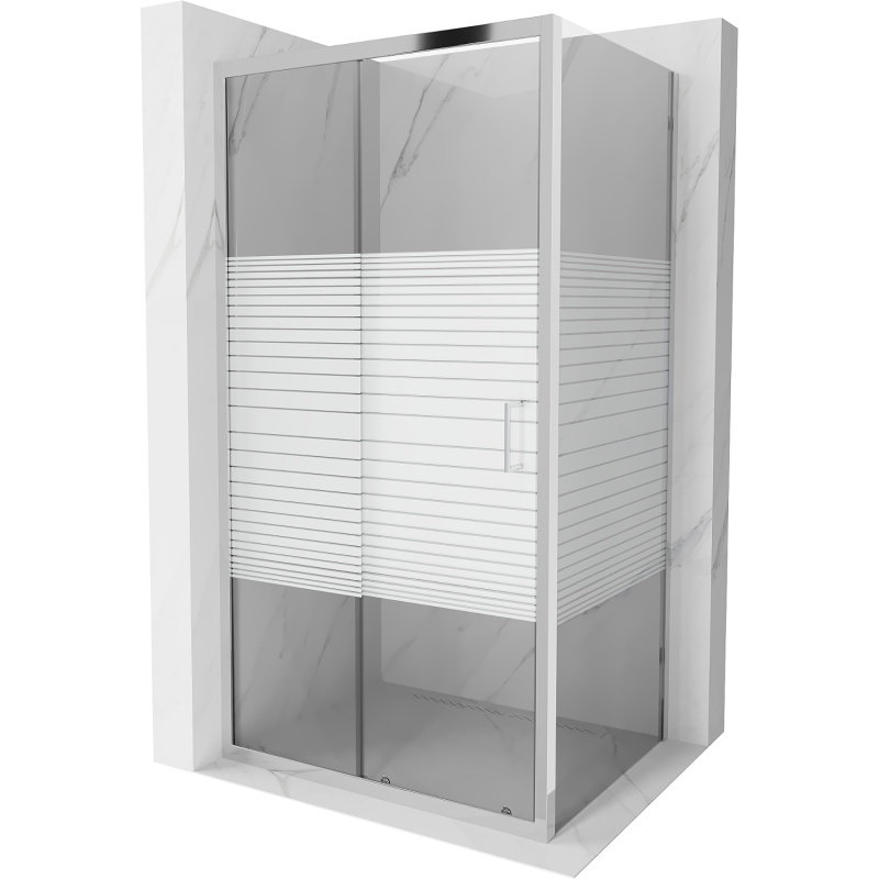 Mexen Apia kabina prysznicowa rozsuwana 125 x 70 cm, pasy, chrom - 840-125-070-01-20