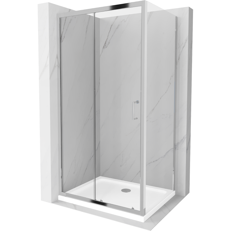 Mexen Apia kabina prysznicowa rozsuwana 90 x 70 cm, transparent, chrom + brodzik Flat - 840-090-070-01-00-4010