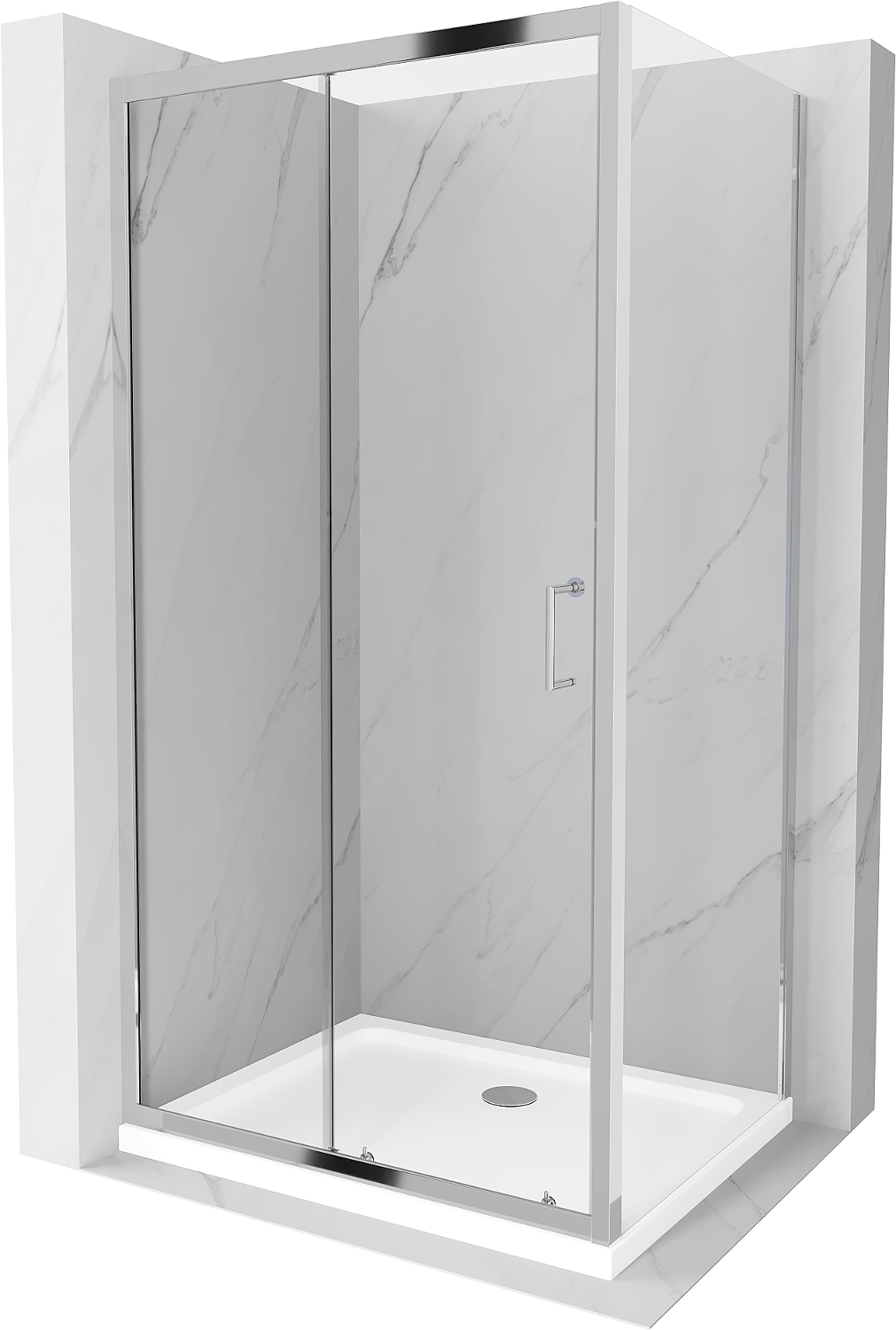 Mexen Apia kabina prysznicowa rozsuwana 110 x 100 cm, transparent, chrom + brodzik Flat - 840-110-100-01-00-4010