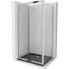 Mexen Apia kabina prysznicowa rozsuwana 100 x 90 cm, transparent, chrom + brodzik Flat, czarny - 840-100-090-01-00-4070