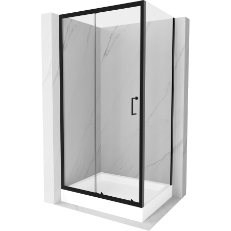 Mexen Apia kabina prysznicowa rozsuwana 100 x 80 cm, transparent, czarna + brodzik Rio - 840-100-080-70-00-4510