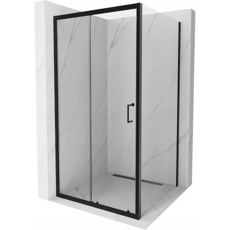Mexen Apia kabina prysznicowa rozsuwana 100 x 100 cm, transparent, czarna - 840-100-100-70-00