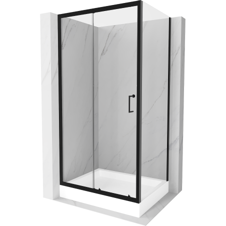 Mexen Apia kabina prysznicowa rozsuwana 120 x 80 cm, transparent, czarna + brodzik Rio - 840-120-080-70-00-4510
