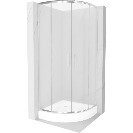 Mexen Rio kabina prysznicowa półokrągła 70 x 70 cm, szron, chrom + brodzik Rio, biały - 863-070-070-01-30-4710