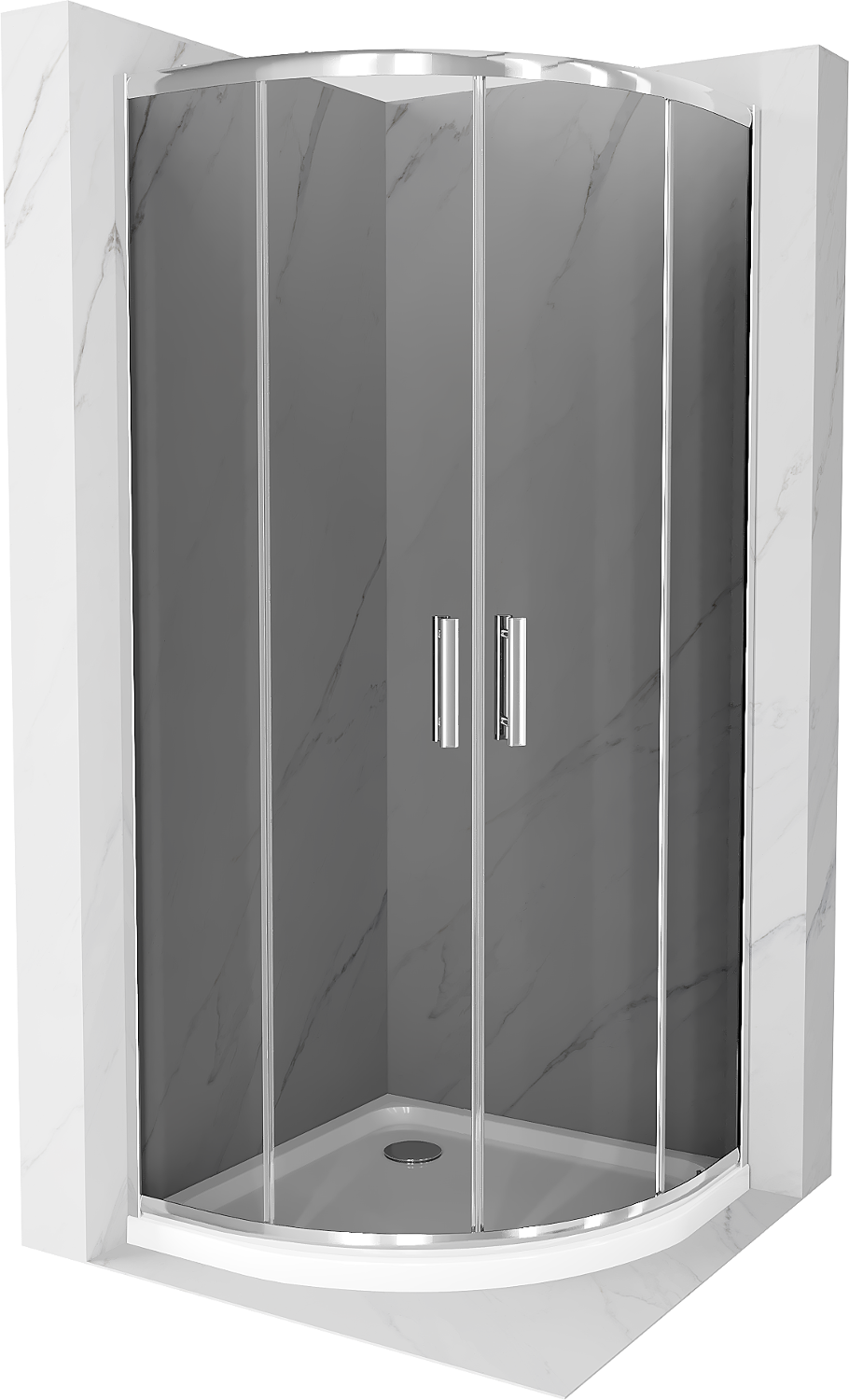 Mexen Rio kabina prysznicowa półokrągła 90 x 90 cm, grafit, chrom + brodzik Flat, biały - 863-090-090-01-40-4110