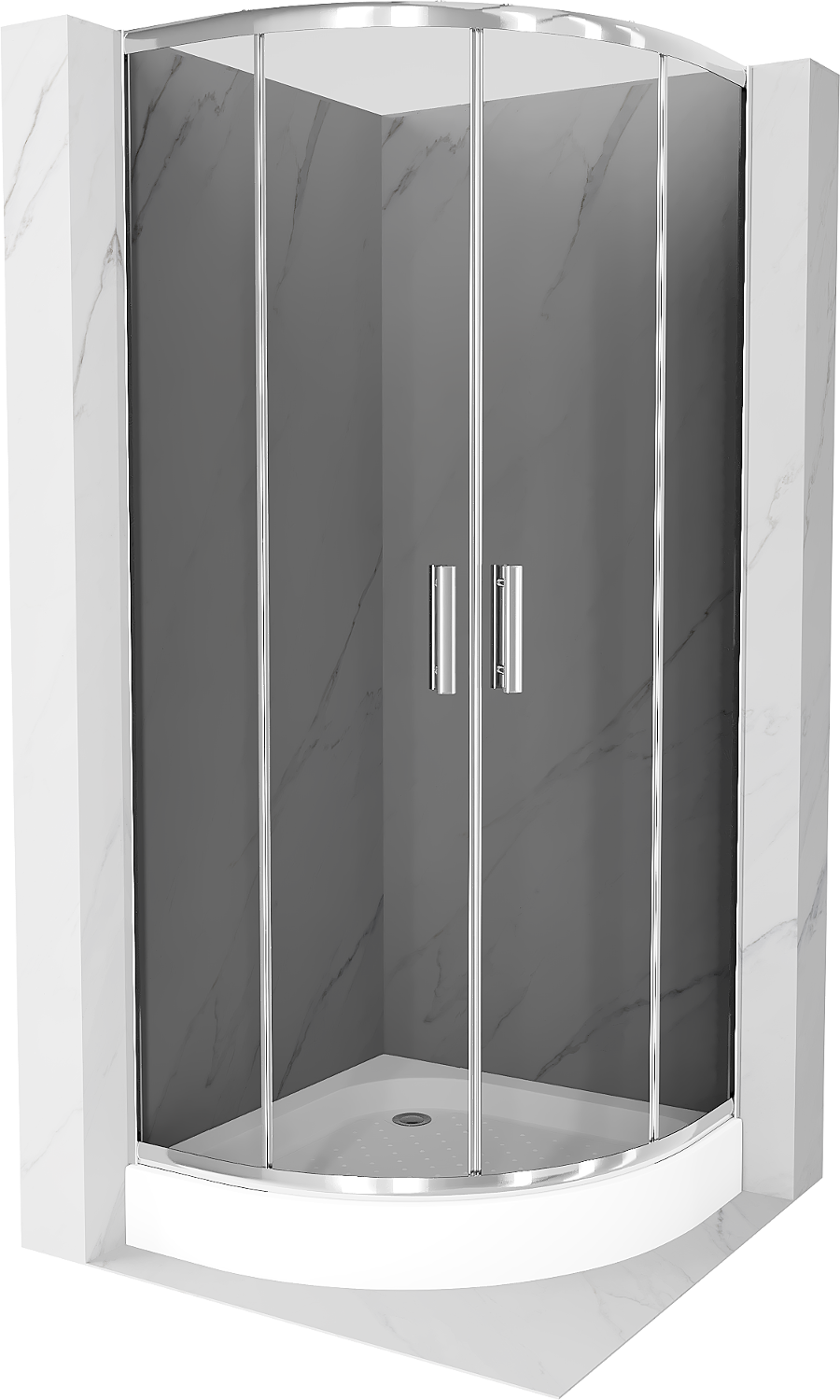 Mexen Rio kabina prysznicowa półokrągła 80 x 80 cm, grafit, chrom + brodzik Rio, biały - 863-080-080-01-40-4710