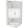 Mexen Rio kabina prysznicowa półokrągła 80 x 80 cm, pasy, złota + brodzik Flat, biały - 863-080-080-50-20-4110G