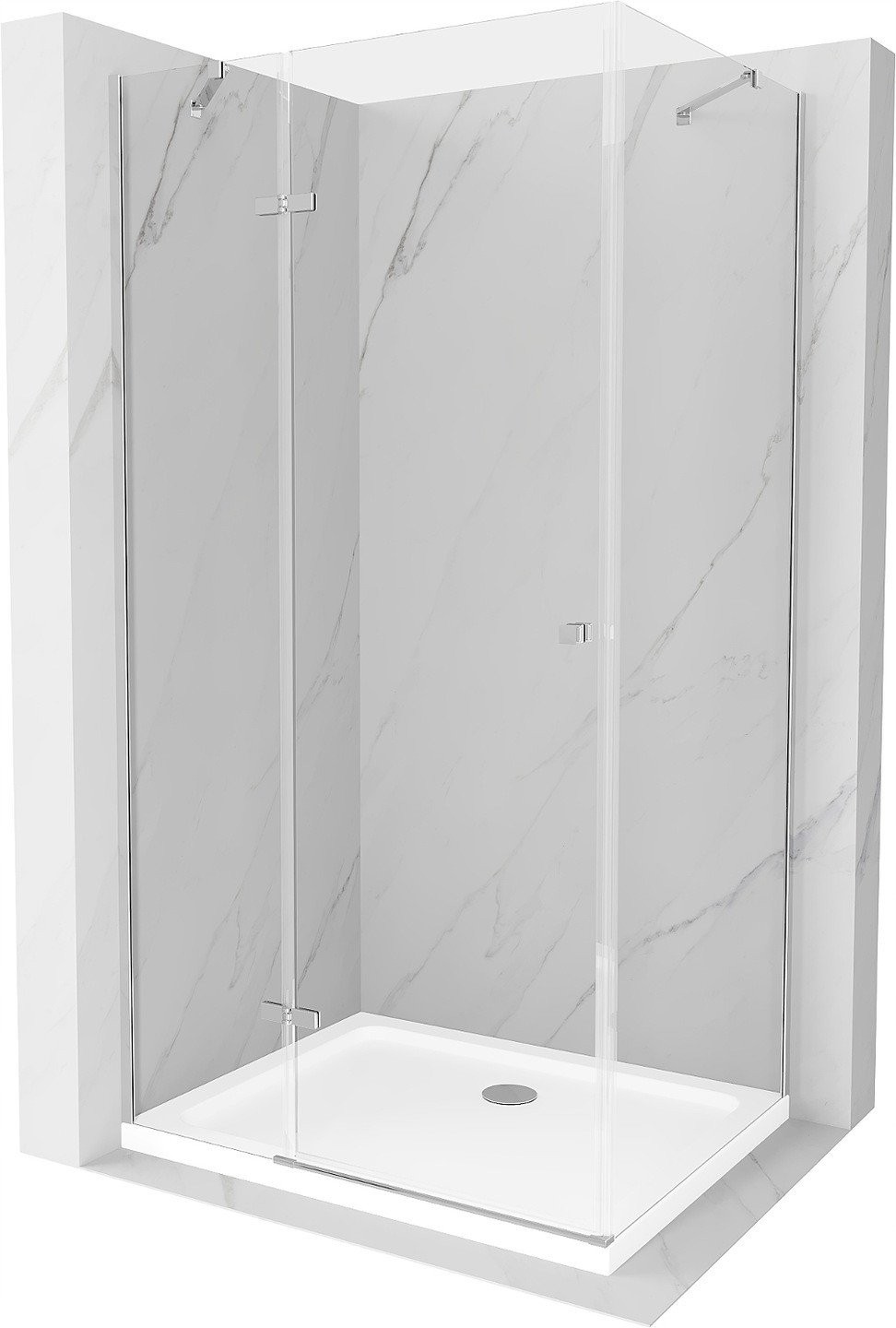 Mexen Roma kabina prysznicowa uchylna 70 x 100 cm, transparent, chrom + brodzik Flat - 854-070-100-01-00-4010