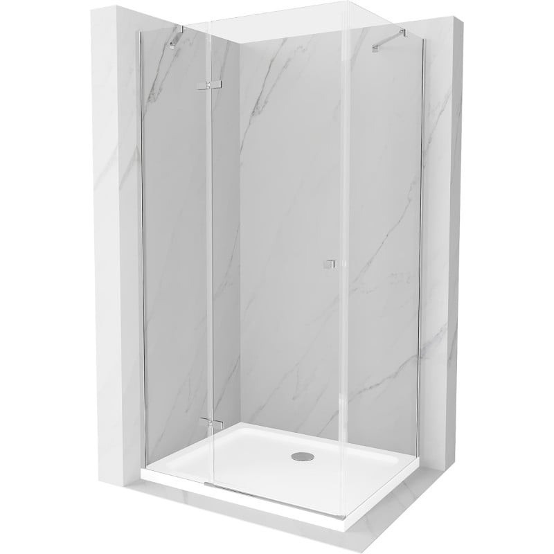 Mexen Roma kabina prysznicowa uchylna 110 x 80 cm, transparent, chrom + brodzik Flat - 854-110-080-01-00-4010