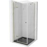 Mexen Roma kabina prysznicowa uchylna 90 x 90 cm, transparent, złota + brodzik Flat, czarny - 854-090-090-50-00-4070G