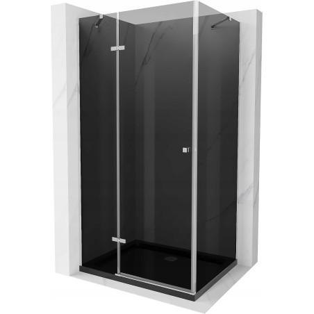 Mexen Roma kabina prysznicowa uchylna 120 x 90 cm, grafit, chrom + brodzik Flat, czarny - 854-120-090-01-40-4070
