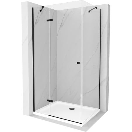 Mexen Roma kabina prysznicowa uchylna 70 x 80 cm, transparent, czarna + brodzik Flat, biały - 854-070-080-70-00-4010B