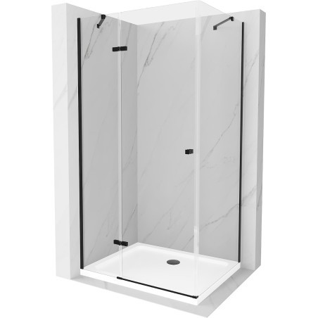 Mexen Roma kabina prysznicowa uchylna 100 x 80 cm, transparent, czarna + brodzik Flat, biały - 854-100-080-70-00-4010B