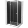 Mexen Roma kabina prysznicowa uchylna 70 x 90 cm, grafit, chrom + brodzik Flat, biały - 854-070-090-01-40-4010