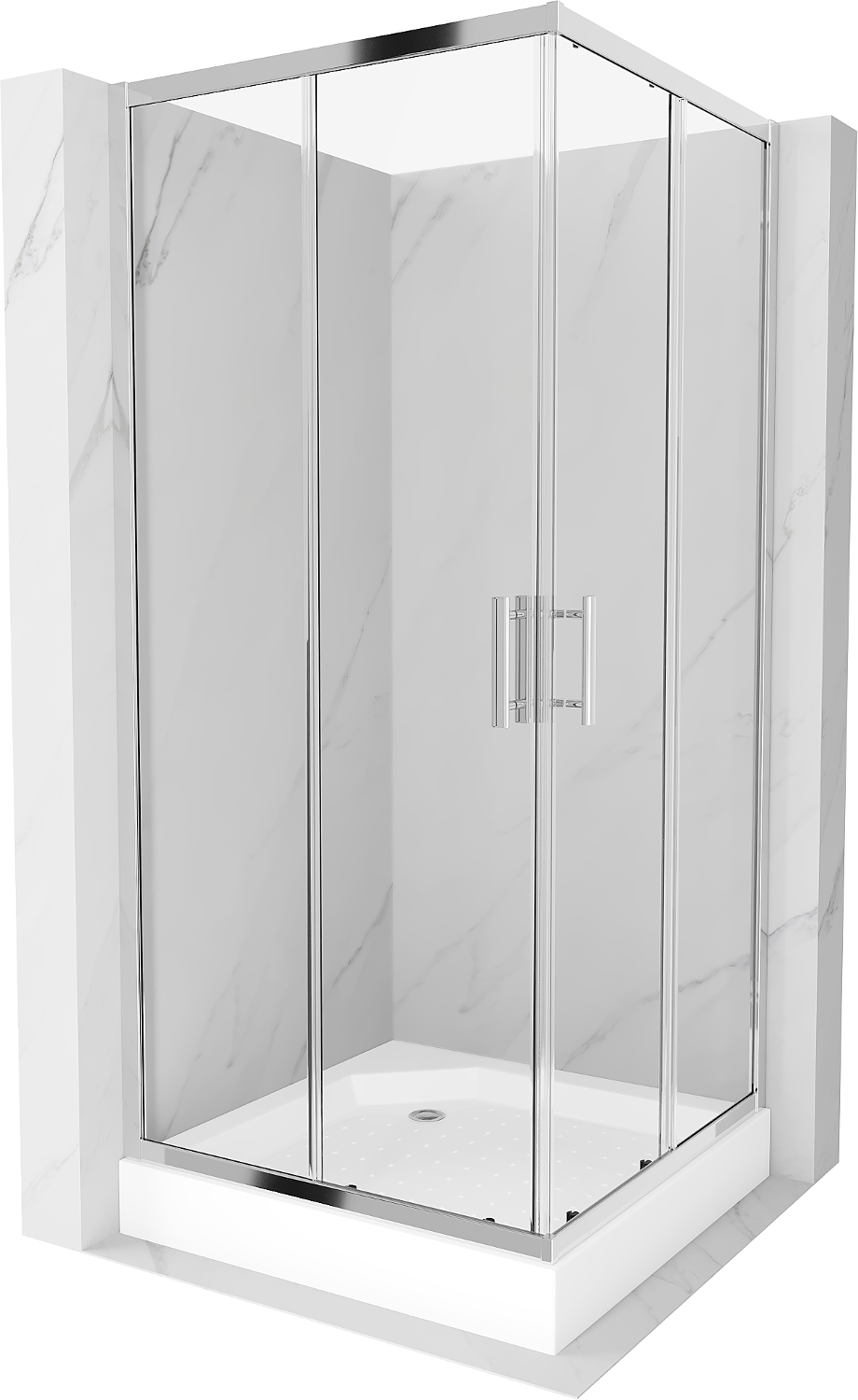 Mexen Rio kabina prysznicowa kwadratowa 90 x 90 cm, transparent, chrom + brodzik Rio, biały - 860-090-090-01-00-4510