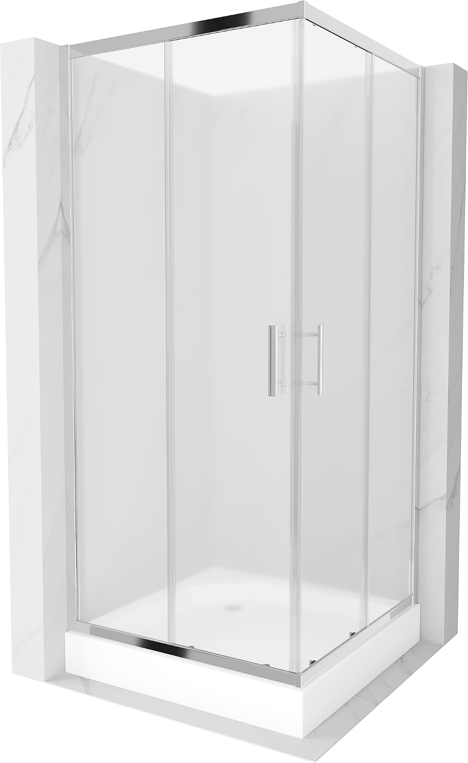 Mexen Rio kabina prysznicowa kwadratowa 90 x 90 cm, szron, chrom + brodzik Rio, biały - 860-090-090-01-30-4510