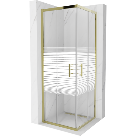 Mexen Rio kabina prysznicowa kwadratowa 70 x 70 cm, pasy, złota - 860-070-070-50-20