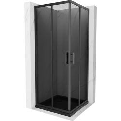 Mexen Rio kabina prysznicowa kwadratowa 70 x 70 cm, grafit, czarna + brodzik Flat, czarny - 860-070-070-70-40-4070B