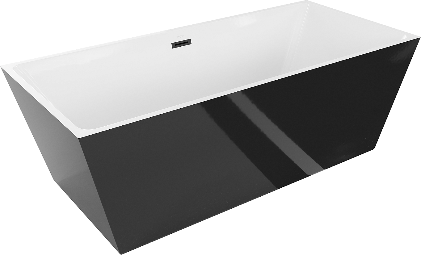 Mexen Lita wanna wolnostojąca 170 x 75 cm, biała/czarna, przelew czarny - 52121707575-B