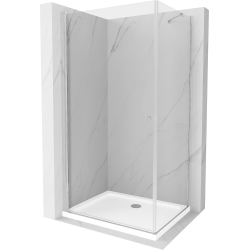 Mexen Pretoria kabina prysznicowa uchylna 100 x 110 cm, transparent, chrom + brodzik Flat - 852-100-110-01-00-4010