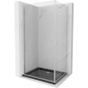 Mexen Pretoria kabina prysznicowa uchylna 70 x 120 cm, transparent, chrom + brodzik Flat, czarny - 852-070-120-01-00-4070