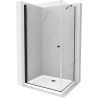 Mexen Pretoria kabina prysznicowa uchylna 70 x 100 cm, transparent, czarna + brodzik Flat - 852-070-100-70-00-4010B