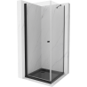 Mexen Pretoria kabina prysznicowa uchylna 80 x 80 cm, transparent, czarna + brodzik Flat, czarny - 852-080-080-70-00-4070B