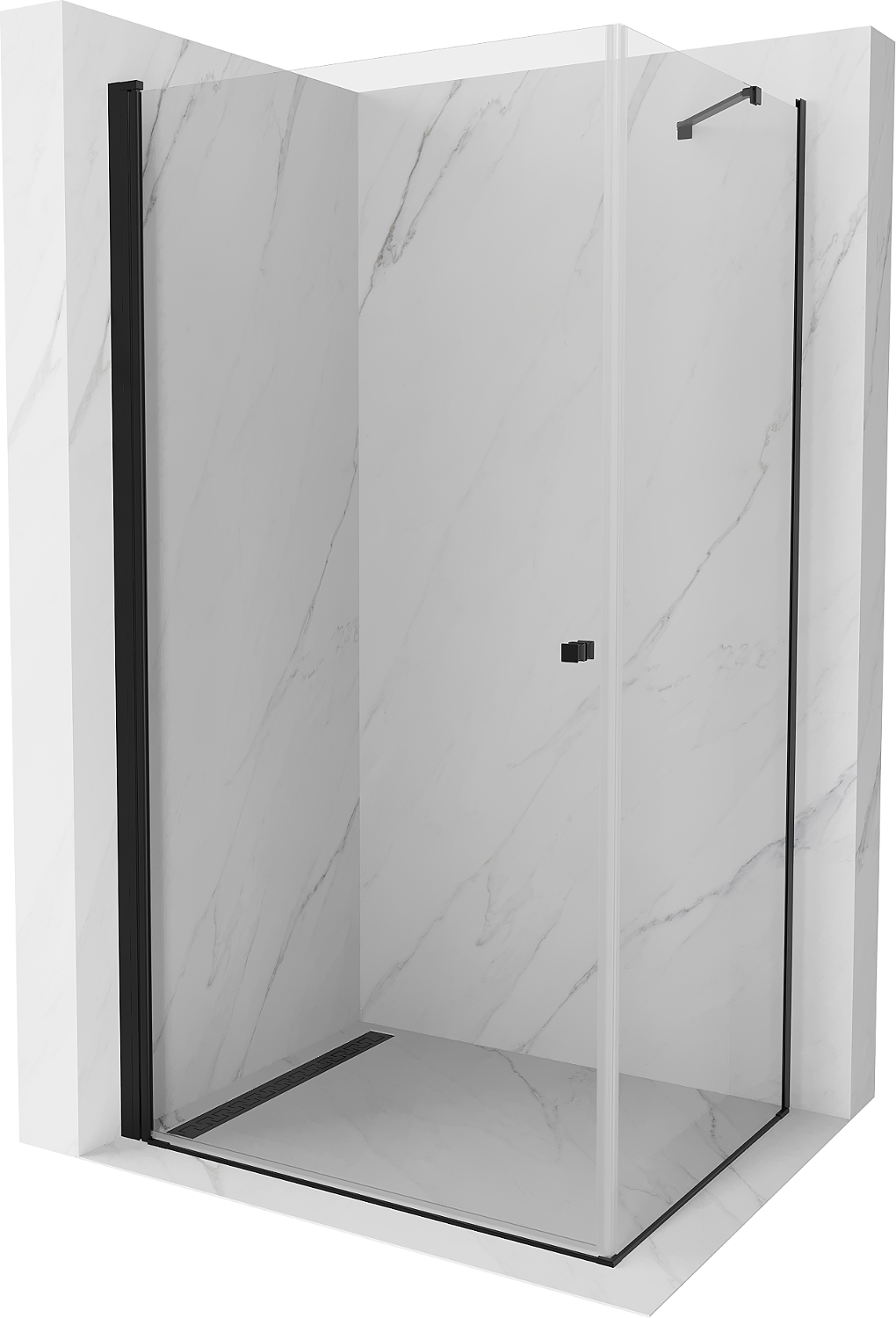 Mexen Pretoria kabina prysznicowa uchylna 100 x 80 cm, transparent, czarna - 852-100-080-70-00
