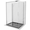 Mexen Omega kabina prysznicowa 3-ścienna, rozsuwana 100 x 80 cm, transparent, chrom + brodzik Flat - 825-100-080-01-00-3s-4070