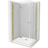 Mexen Lima Duo kabina prysznicowa składana 100 x 90 cm, transparent, złota + brodzik Flat - 856-100-090-50-02-4010G