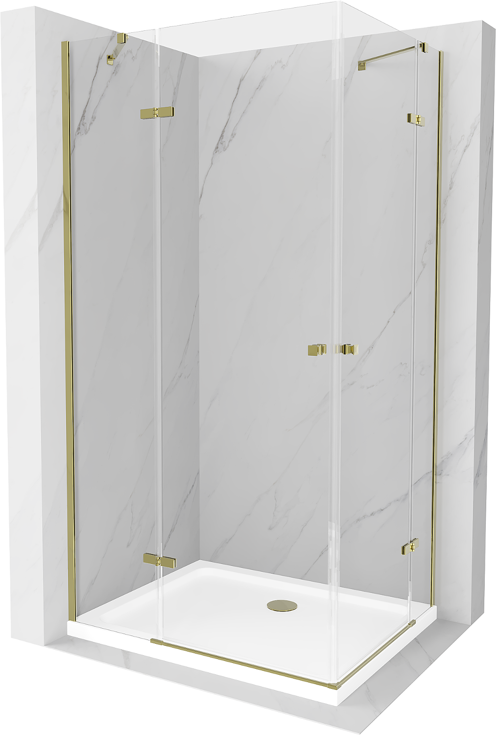 Mexen Roma Duo kabina prysznicowa uchylna 100 x 90 cm, transparent, złota + brodzik Flat - 854-100-090-50-02-4010G