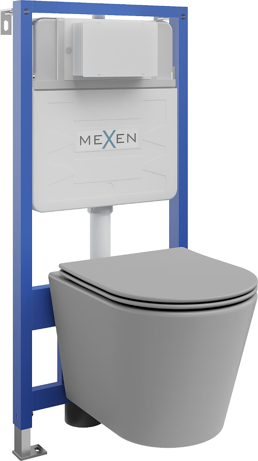 Mexen zestaw podtynkowy WC stelaż Fenix Slim z miską WC Rico i deską wolnoopadającą, szary jasny mat - 61030724061